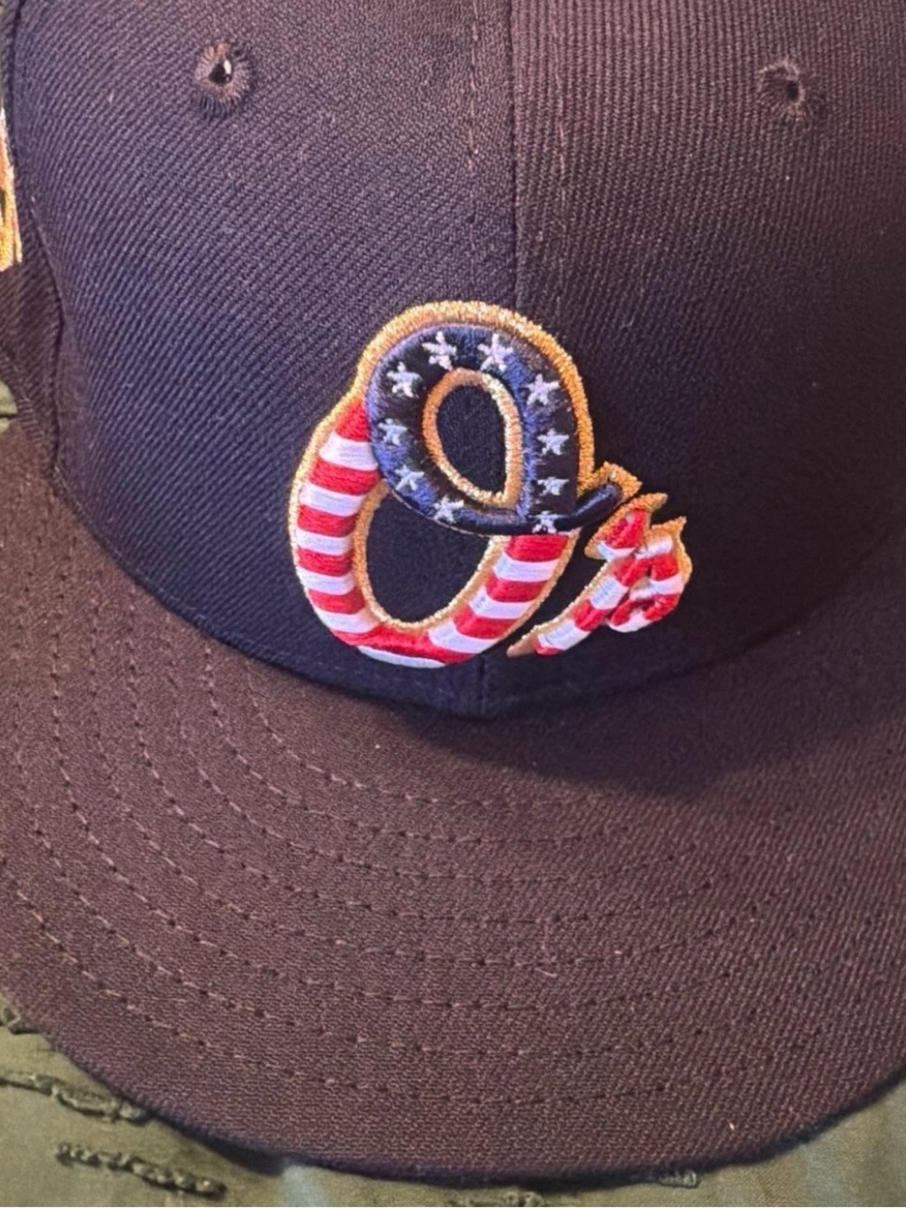 Navy Baseball Cap with American Flag Embroidered Q